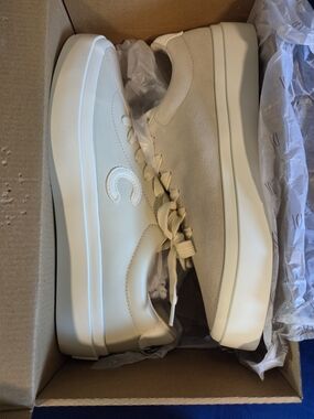 Men's Neutral Cream Low-Profile Platform Sneakers